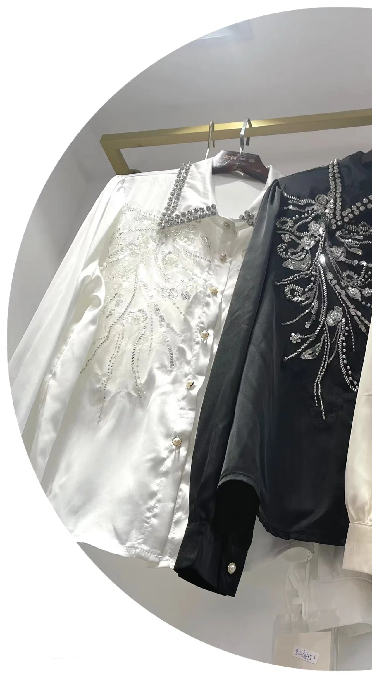 🍒Sequin shirt with beading ruffle blouse for women black occasion shirt Y2k long sleeve occasion top feminine fashion evening wear party wear tops Look Frilling In Your Frilly Frills