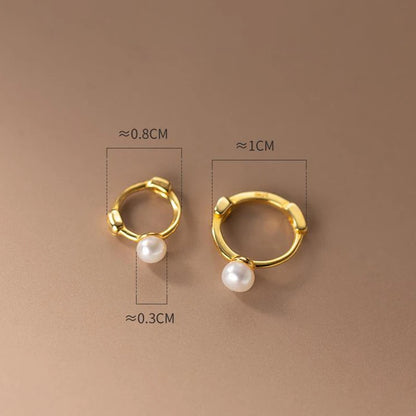 🍒925 Sterling silver fashion earrings pearl huggies natural pearl hoop earrings for women daughter wedding jewellery simple style Get This Gift Got