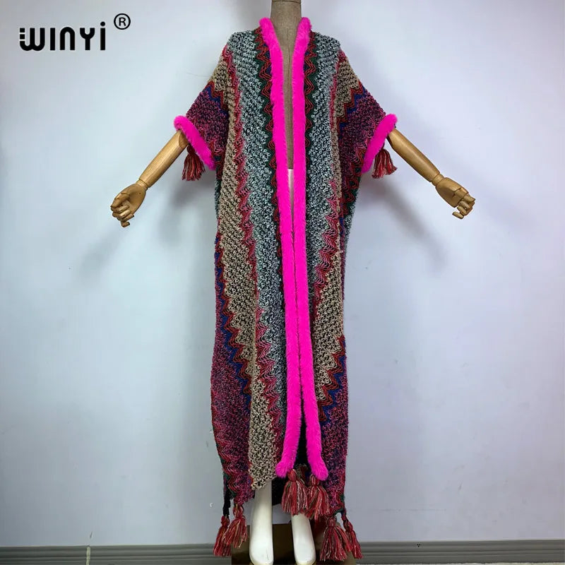 🍒Cardigan coat women winter wear tassel knitted coat winter womenpartywear coat maxi fashions cold weather clothes party coat thick warm free size female kaftan Warm Up To Pink