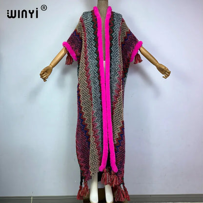 🍒Cardigan coat women winter wear tassel knitted coat winter womenpartywear coat maxi fashions cold weather clothes party coat thick warm free size female kaftan Warm Up To Pink