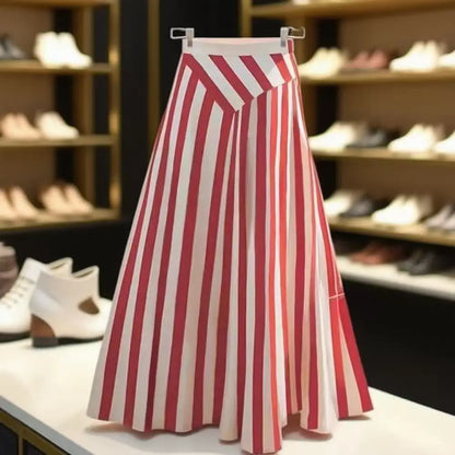 🍒French a line skirt striped high end exquisite hepburn midi skirt elegant smart casual wear women Office wear occasion wear Feel Candy In Stripes