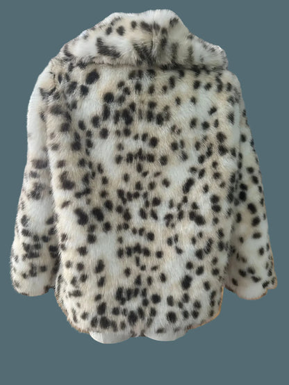 🍒Faux fur coat smart casual outerwear women lapel Collar leopard print jacket with long sleeves Y2k thick warm autumn winter fashion Get SPOTTED In A Showy Snowy