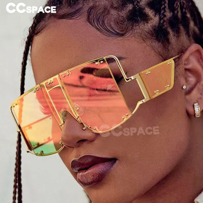 🍒Square oversized mirror sunglasses unisex shades glasses metal rivet trend unique eyewear sunnies UV400 protection Clear Cools
