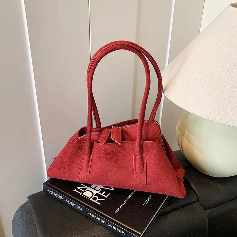 🍒Luxury faux suede bags designer handbags, special geometric layered retro shoulder bag for women axillary bags female daily commuter bag No Need To Per-suede