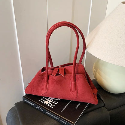 🍒Luxury faux suede bags designer handbags, special geometric layered retro shoulder bag for women axillary bags female daily commuter bag No Need To Per-suede