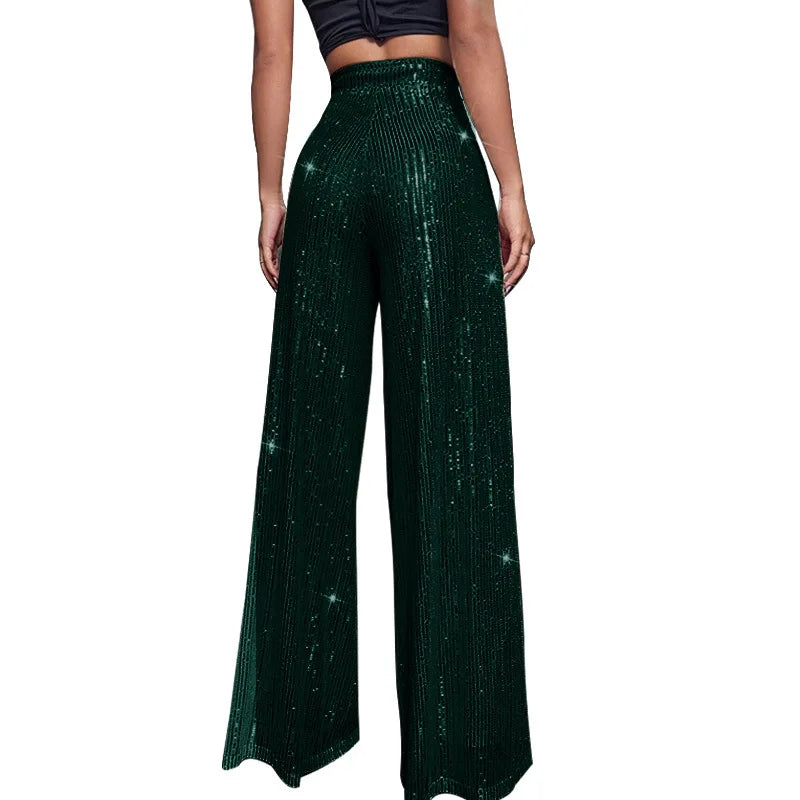 🍒High waist sequin flare pants sparkle loose casual wide leg trousers bell bottom trousers glitter clubwear party wear  Alls Flare In Glitz And Glam