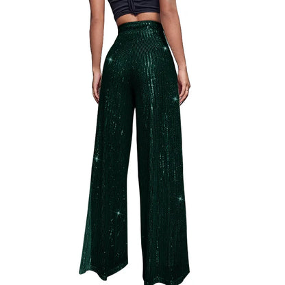 🍒High waist sequin flare pants sparkle loose casual wide leg trousers bell bottom trousers glitter clubwear party wear  Alls Flare In Glitz And Glam