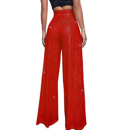 🍒High waist sequin flare pants sparkle loose casual wide leg trousers bell bottom trousers glitter clubwear party wear  Alls Flare In Glitz And Glam