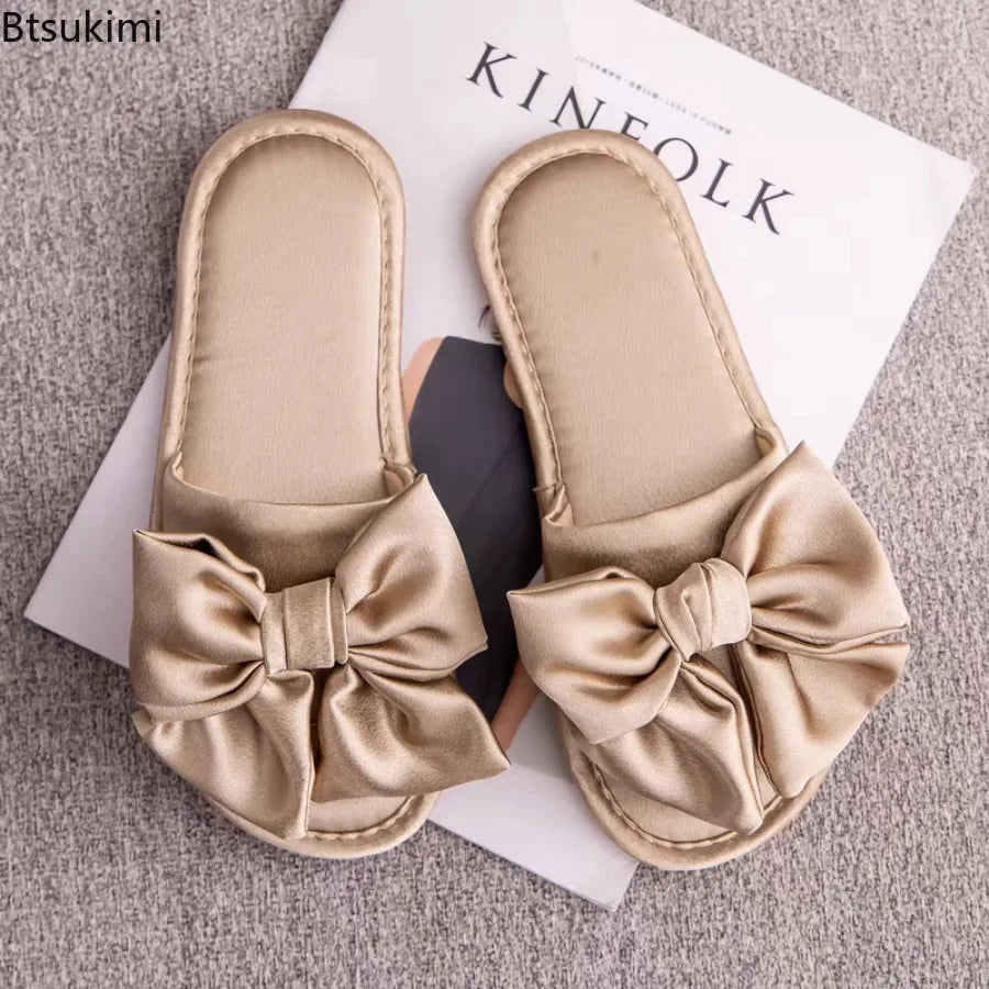 🍒Wedding slippers peep toe bedroom home sandals bride bridesmaid Newlywed Celebration shoes with silk bow smart casual slides for women luxury high end shoes Slipp -her A Gift And Gift Yourself