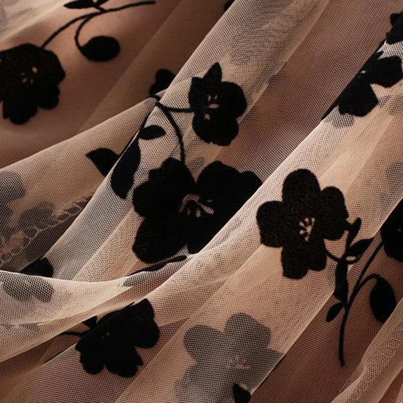 🍒Floral tulle skirt midi high waisted elasticated mesh fashion flock summer wear for women smart casual clothing occasion party wear Get This Flock  And Get Flocked