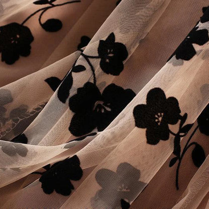 🍒Floral tulle skirt midi high waisted elasticated mesh fashion flock summer wear for women smart casual clothing occasion party wear Get This Flock  And Get Flocked