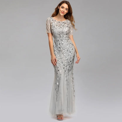 🍒Sequin maxi cocktail dress long bridesmaid prom outfit for special occasion party club bodycon vintage style clothing You'll Fish This Mermaid Out Time &Time