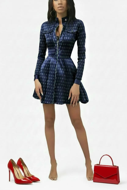 🍒Pu leather dress for women  lace mesh sleeve mixed media fashion party dress mini elegant stand neck collar a-line outfit Pretty Plaid Pu