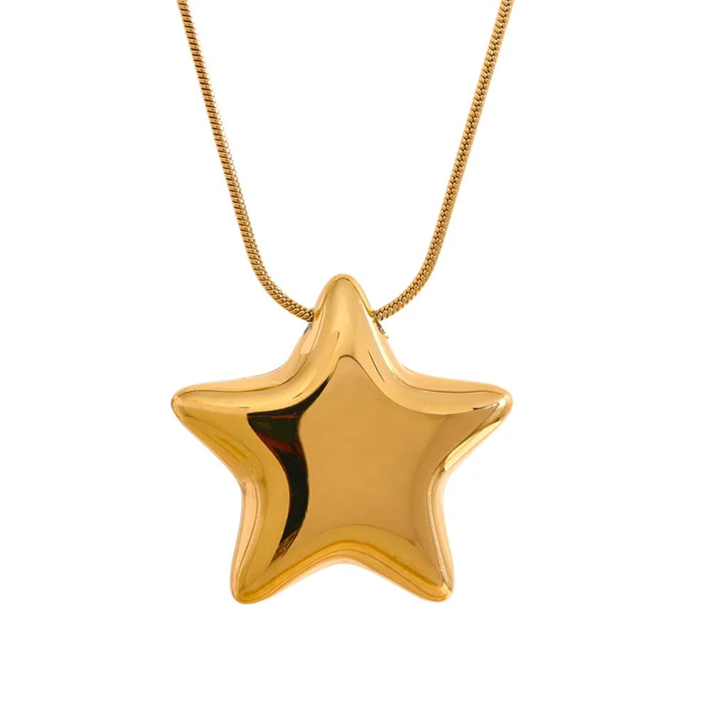 🍒Stainless steel star pendant necklace waterproof pvd 18K plated jewelly steel fashion Jewellery attractive accessories for women Get This Star Its A Steel