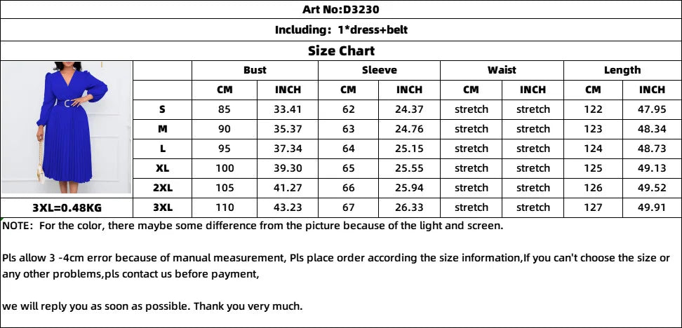 🍒Elegant womens dress v neck long sleeves waist belt a-line outfits solid clothing pleated classy fashion office wear for ladies banquet formal wear summer clothing Pleasing Pleats