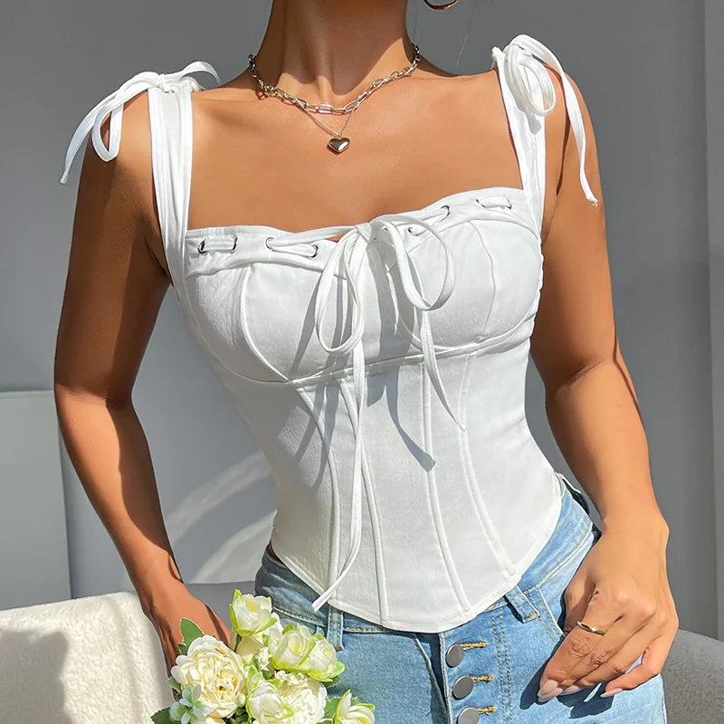 🍒Bustier corset top Y2K cute square neck going out top crop tank for women's trendy summer clothing fashion vest Slimming shaper vest Dont be in TEIRs with a  bad shape BUST get this