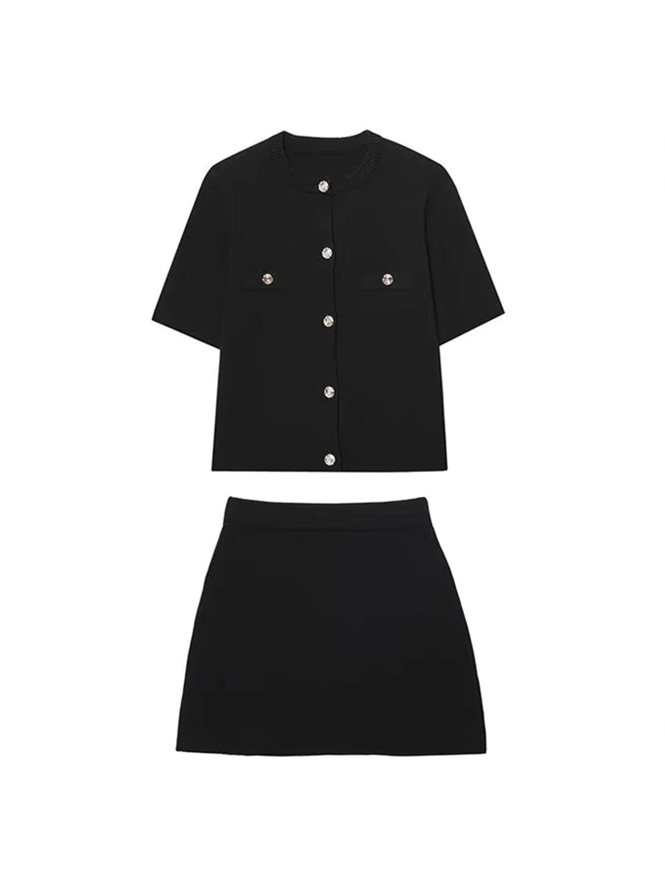 🍒Womens knit skirt set 2 Piece knitted short sleeved top and a-line mini skirt outfits casual summer sets Ice Cream You Scream Every Body Screams Ice Cream