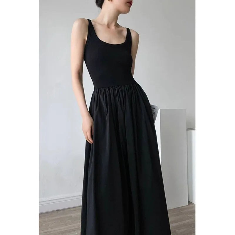 🍒Knitted vest dress long women summer wear simple all-match camisole beach dress high waisted party occasion wear maxi  outfit No Skirting Around A Cool Vest Dress To Impress
