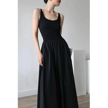 🍒Knitted vest dress long women summer wear simple all-match camisole beach dress high waisted party occasion wear maxi  outfit No Skirting Around A Cool Vest Dress To Impress