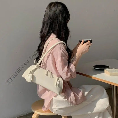 🍒Shoulder bag under arm for women with detachable heart charm pu leather handbag spacious underarm bags east west bag grab bag No Need To Go West To Get This East