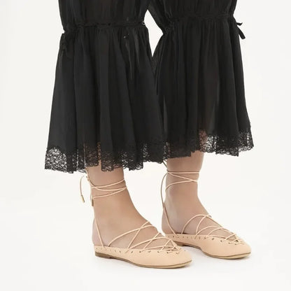 🍒Cross tie shoe round toe sandals open back  european and american niche light luxury cross tie round toe roman Sandals women's ballet shoes with medium heel shoes smart casual footwear for occasion party footwear Tick This Tie cross