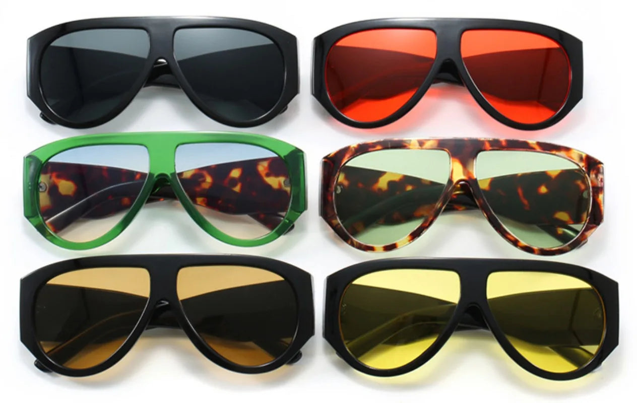 🍒Vintage oval gradient sun shades T sunglasses trendy designer sunnies unisex driving sun glasses women leopard shades uv400wide Eye This Tiger