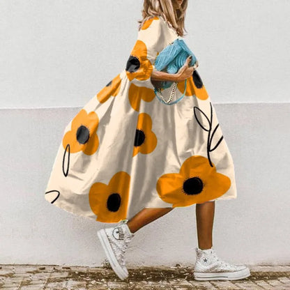 🍒Dresses for women loose colour printed fashion smart casual clothing party vacation womens bohemian beach dress