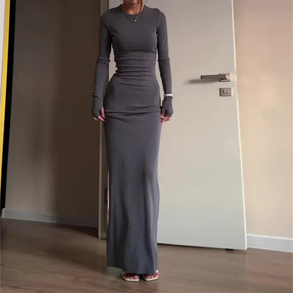 🍒Dresses fashion wear Long outfit  smart casual women maxi dress fitted outfit  party occasion wear No Grey Area Gorgeous Great Grey