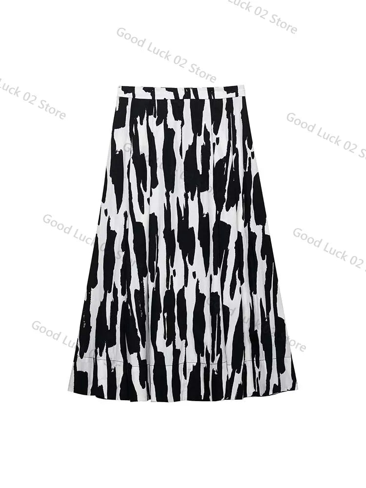 🍒Printed skirts a-line for women side zipper vintage clothing style female fashion wear elegant  smart casual clothing women party occasion wear You'll Get Multi A-pproval Wearing This