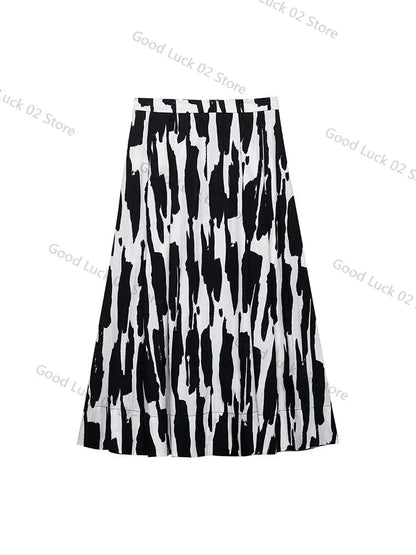 🍒Printed skirts a-line for women side zipper vintage clothing style female fashion wear elegant  smart casual clothing women party occasion wear You'll Get Multi A-pproval Wearing This