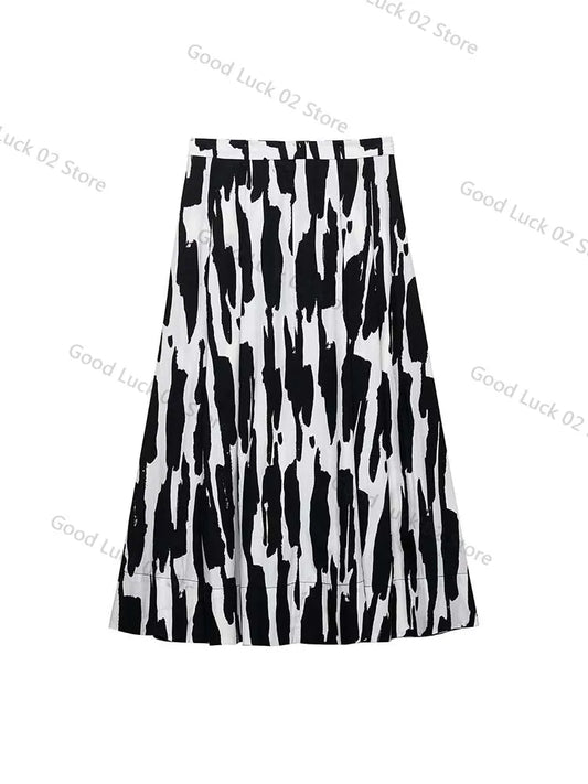 🍒Printed skirts a-line for women side zipper vintage clothing style female fashion wear elegant  smart casual clothing women party occasion wear You'll Get Multi A-pproval Wearing This