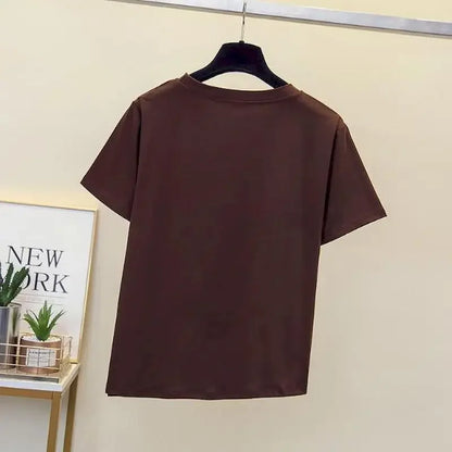 🍒Loose t-shirts for women irregular hem top short sleeve summer fashion clothing loose Y2k t-shirt designer style clothes Put TOP Up Your Look