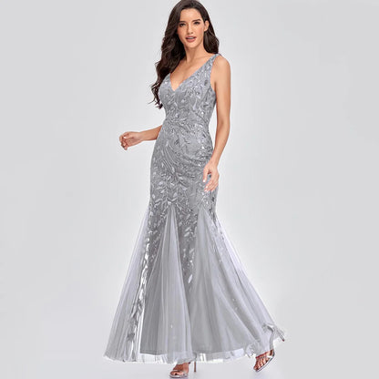 🍒Sequin maxi cocktail dress long bridesmaid prom outfit for special occasion party club bodycon vintage style clothing You'll Fish This Mermaid Out Time &Time