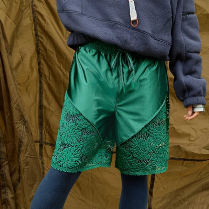 🍒Y2k shorts women culotte lace satin bloomers pants Lace shorts womens elastic waist slip shorts women Sport Your Undies