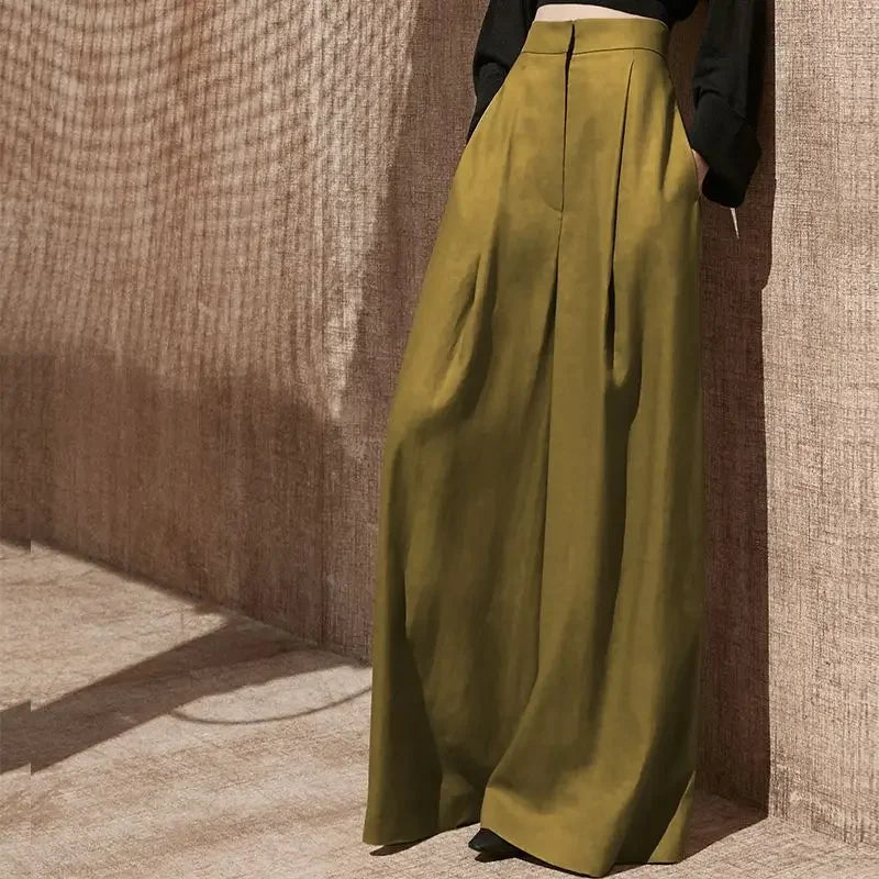 🍒Womans trendy trousers wide leg with pockets all season clothes comfortable stretch pants classic smart casual clothing party occasion wear Cover Yourself With Cool Clothes