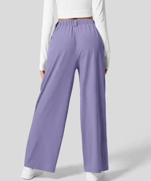 🍒Elegant women straight pants flowy solid colour high waisted trousers wide leg work wear female fashion clothes No Need To Put The Leg Work In To Get These Legs