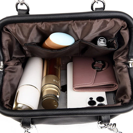 🍒Luxury large capacity pu leather women's crossbody bag Vintage style shoulder bag chain handbags for ladies Fashion carry bag