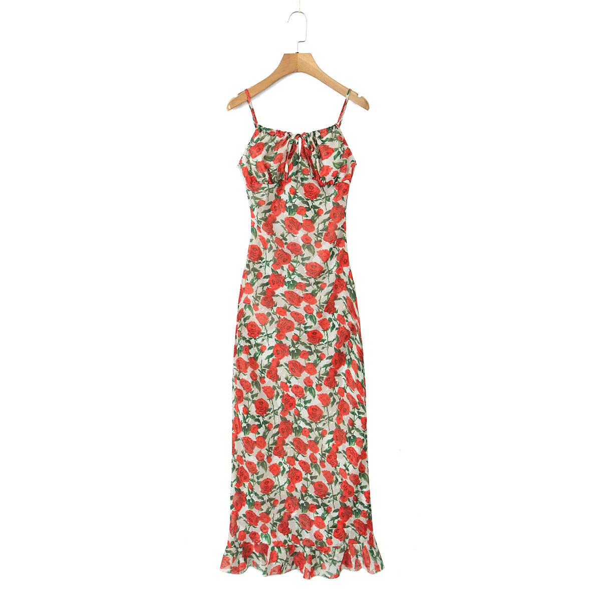 🍒Midi dresses for women bodycon summer outfits vintage clothes front tie floral fashion wear smart casual chiffon clothing  Rosey Posey