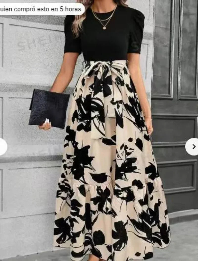 🍒Women's dresses spring and summer floral fashion Printed outfits elegant holiday wear smart casual clothes