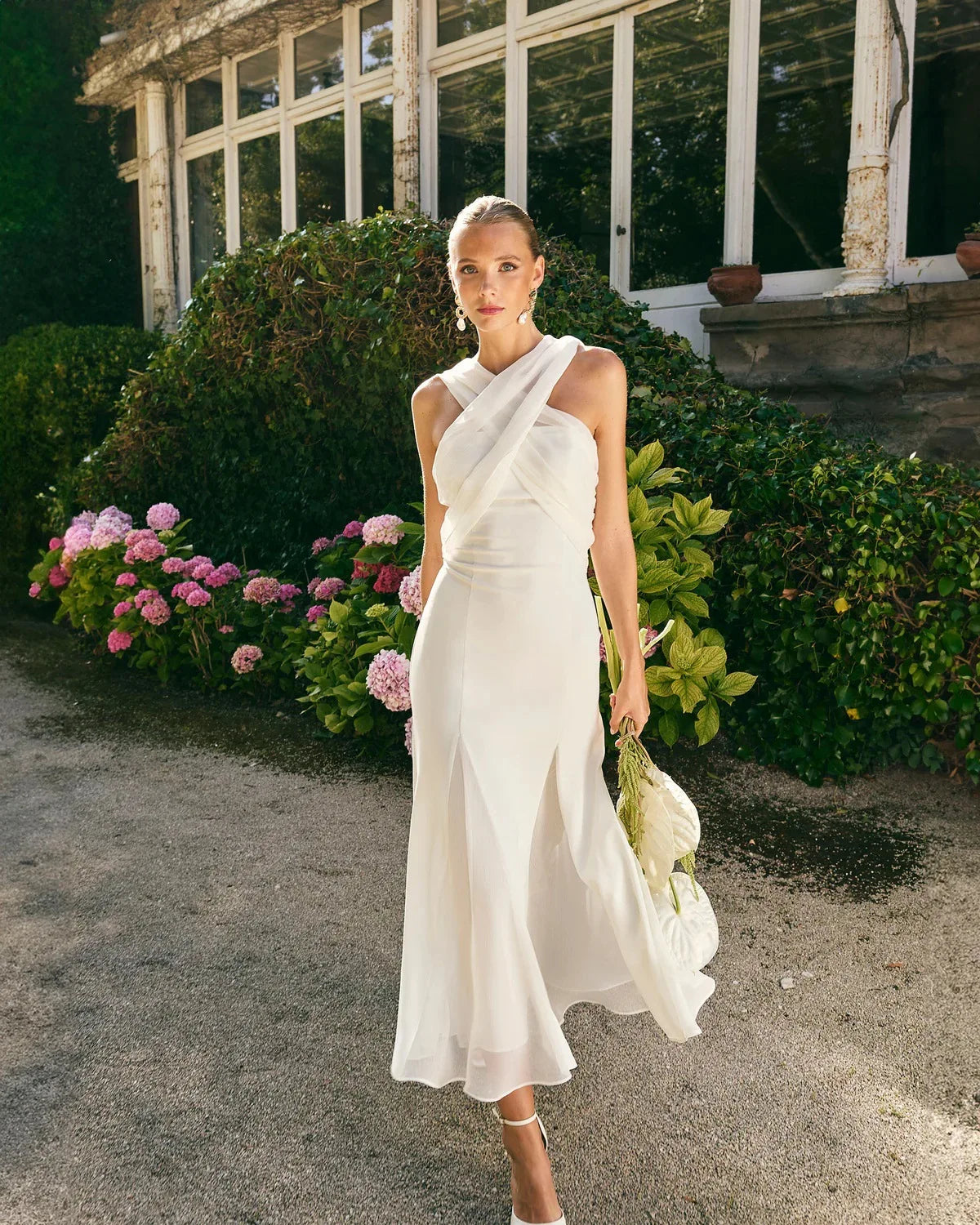 🍒Strapless chiffon dress solid colour fashion ribbon accessorie sleeveless outfit with scarf on neck slim fitted hip and flare for Summer high waist pleated dress  occassion maxi party clothing Get This Hang Over Handed Over