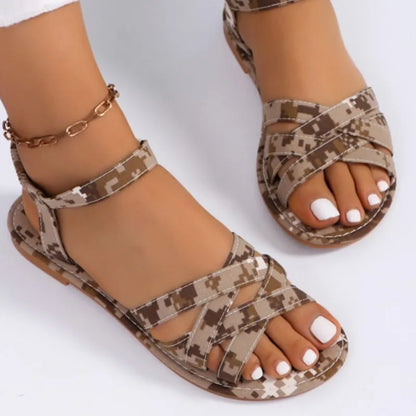 🍒Summer sandals for women casual sliders open shoes flats footwear buckle sandals Tick These Cross Sandals