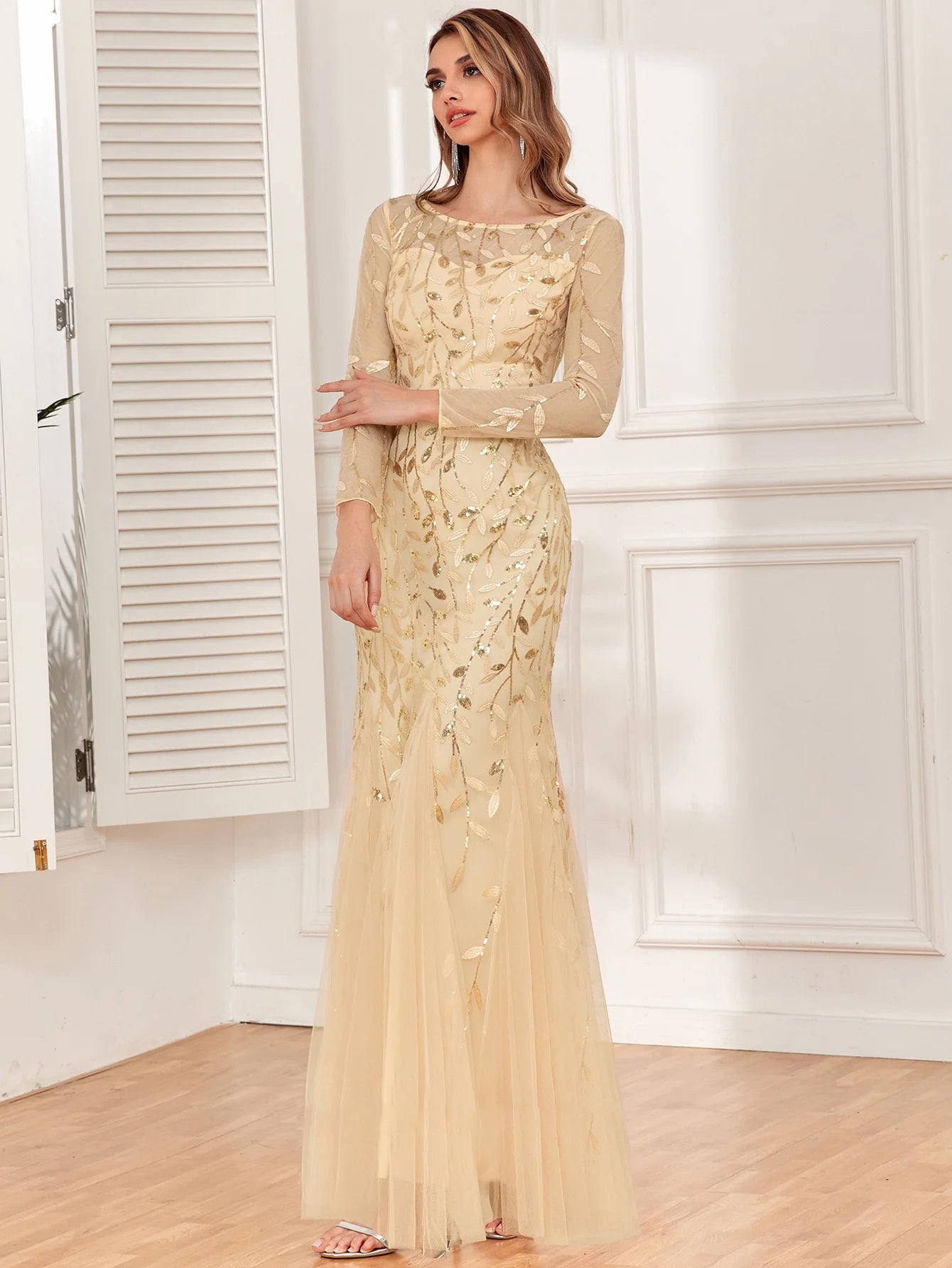 🍒Sequin maxi cocktail dress long bridesmaid prom outfit for special occasion party club bodycon vintage style clothing You'll Fish This Mermaid Out Time &Time