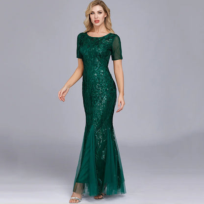 🍒Sequin maxi cocktail dress long bridesmaid prom outfit for special occasion party club bodycon vintage style clothing You'll Fish This Mermaid Out Time &Time