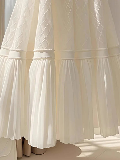 🍒Argyle skirt midi pleated solid colour casual wear for women elasticated waist skirts long all match a-line female fashion wears party occasion wear Dont Wait Till This CREAMs SC'ONE JAM it in your basket