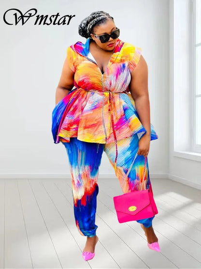 🍒Plus size two piece women colourful party outfit tie dye  sleeveless hoodie set casual loose top and pants matching set beach party clothes holiday wear Get TIEd to Colour I know Your DYEing To
