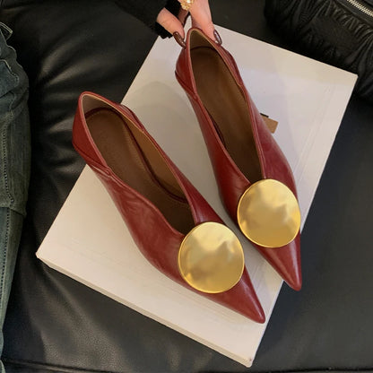 🍒Luxury gold shoes for women kitten heel shoes pointed toe foot wear low heel designer shoes fashion pumps DISCover these you wont be disaPOiNTed