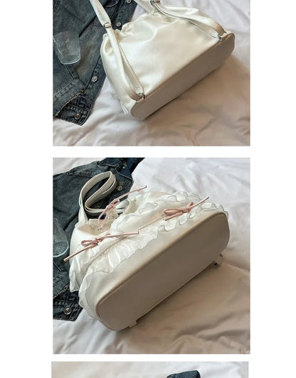 🍒Large capacity shoulder bag with bows versatile sweet girl fashion tote bag for women ballet style crossbody bag bow casual accessories