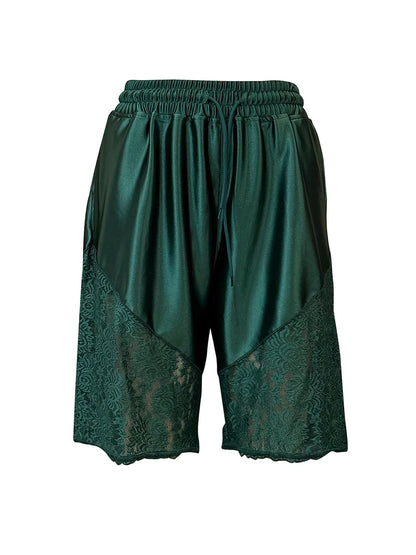 🍒Y2k shorts women culotte lace satin bloomers pants Lace shorts womens elastic waist slip shorts women Sport Your Undies