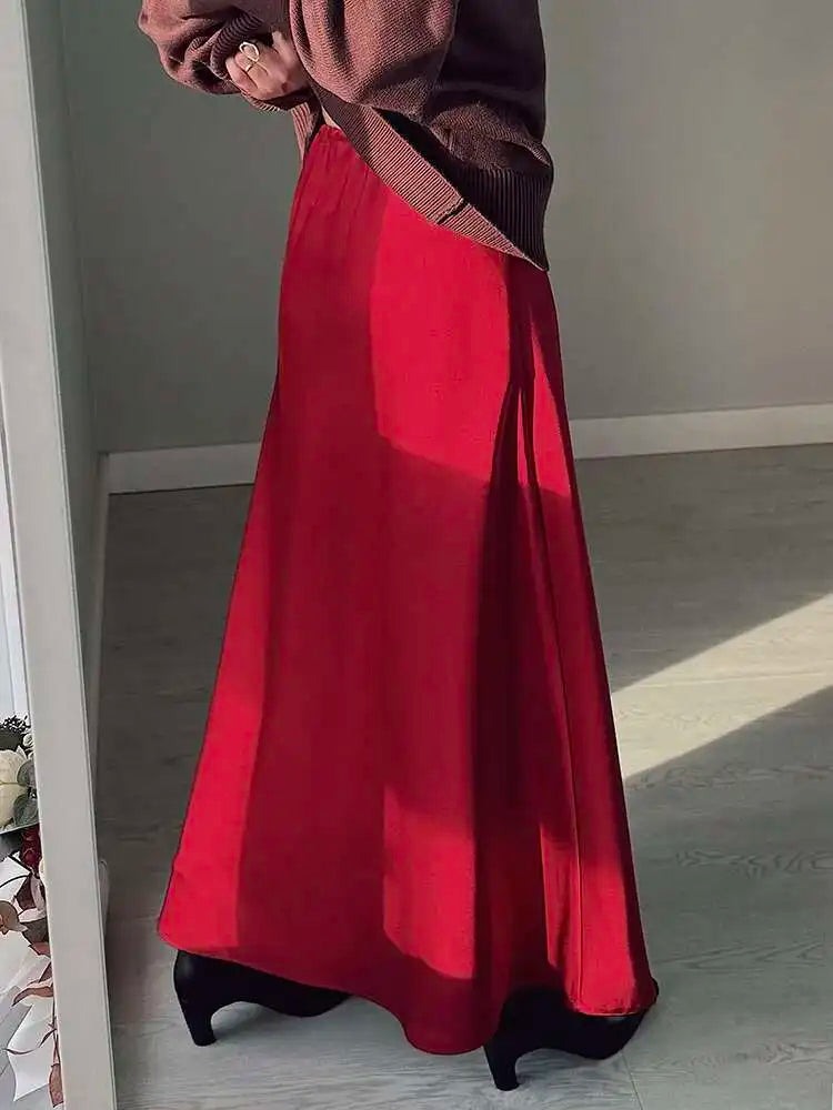 🍒Long satin skirts maxi for women straight elegant silky skirts long elasticated waist Put This Jewel In The Crown Of Your Wardrobe