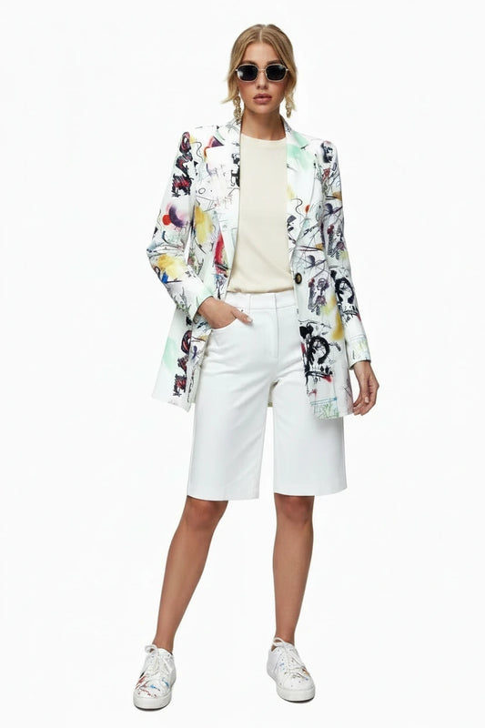 🍒Graffiti print blazer smart casual women’s Jacket high street plus size fashion outerwear spring elegant coat occasion expressive stylish clothing ‘Write Cool…